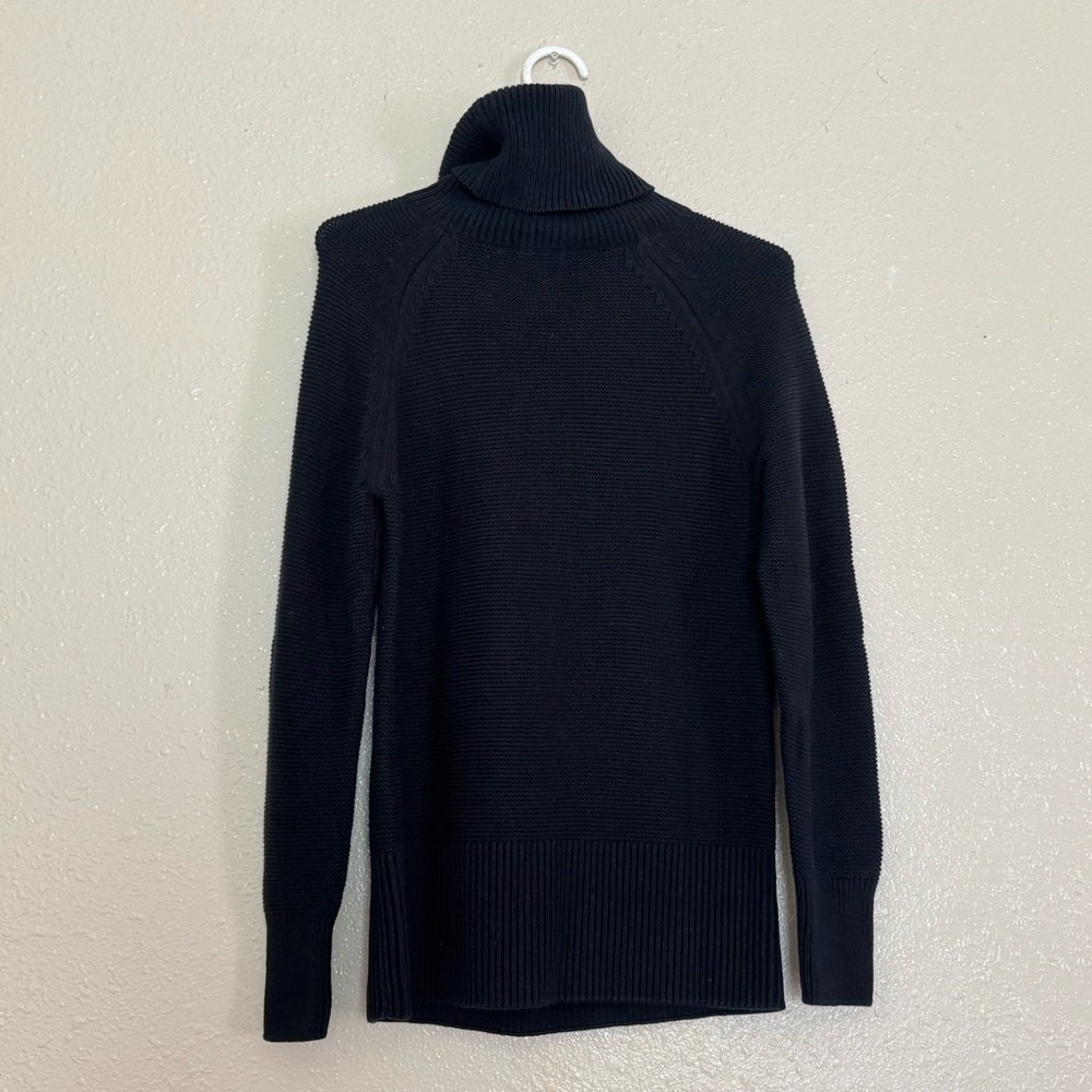 Lacoste Black Cable Knit Turtleneck Sweater - Picture 2 of 6